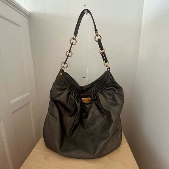 Marc by Marc Jacobs Gray Lamb Leather Hobo Shoulder Bag - Picture 11 of 11